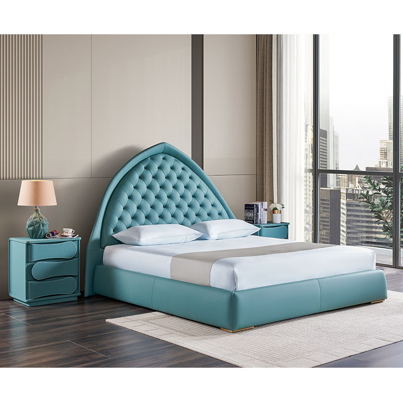 Customized Make Bedroom Furniture New Design Wooden Headboard Single Double Queen Size Palace Style Bed Frame