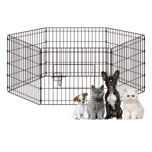 High quality black silver 8 piece 42 inch durable foldable training playpen dog fence playpen metal wire dog fence