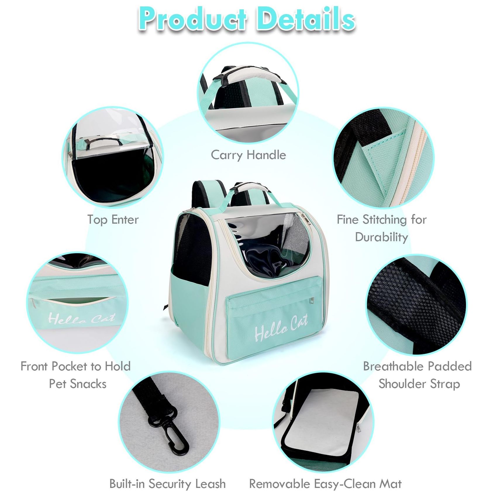 PVC Oxford cloth collapsible cat bag carrier backpack cat bag airline approved pet carrier dog cat travel bag