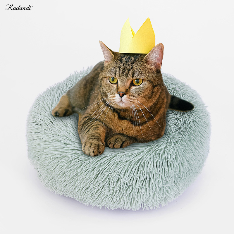 wholesales modern fleece sleeping donut cat bed house heated dog cat bed luxury plush pet bed