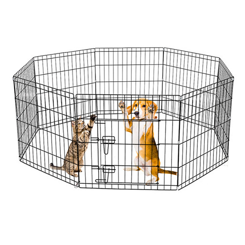 High quality black silver 8 piece 42 inch durable foldable training playpen dog fence playpen metal wire dog fence