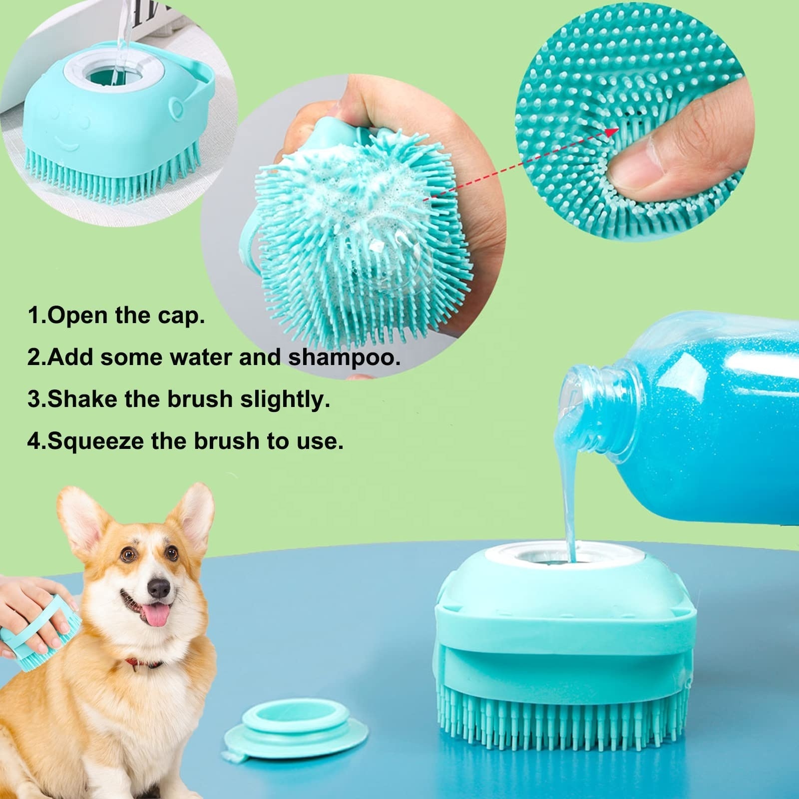 Top ranking Pet comb pet dog shampoo brush boody finger clean remover hair brush grooming pet shower brush