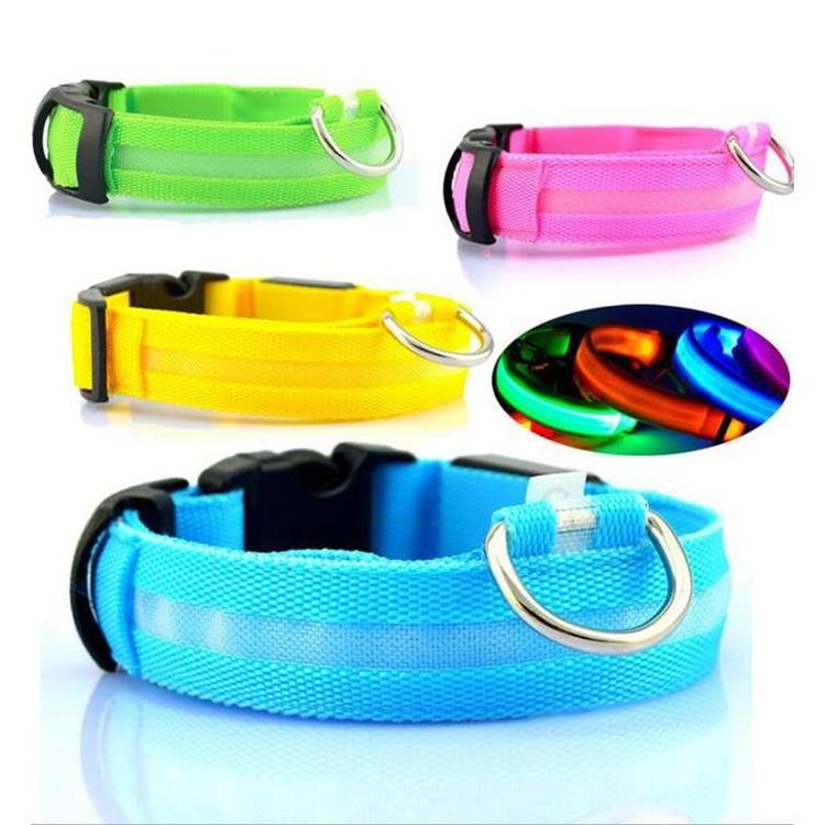 manufacturer night walking training nylon waterproof  dog collar and leash set luxury light up dog collar