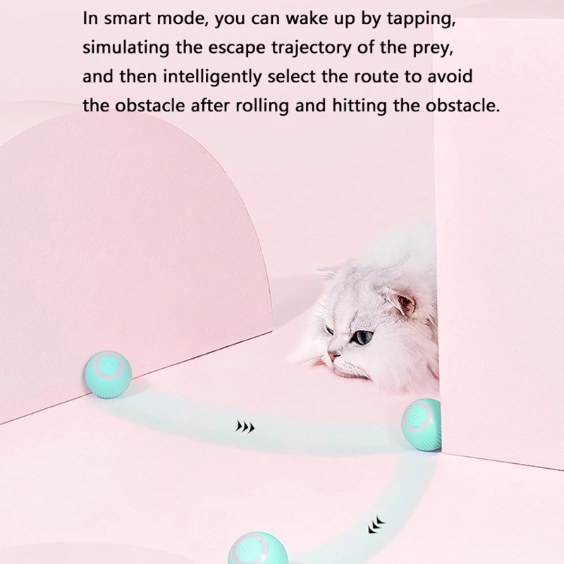 Funny USB rechargeable Attractive Pet cute smart  automatic rolling cat toy ball electric cat toy cat ball toys