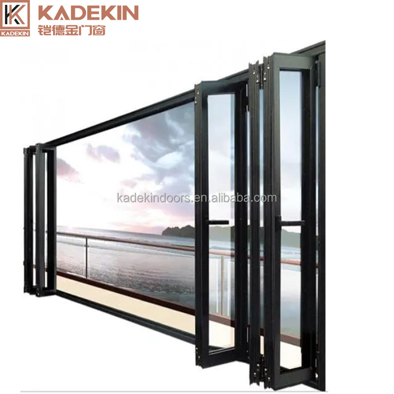 Soundproof heat insulation Thermal Break Aluminum Bi Folding window for bedroom balcony veranda patio