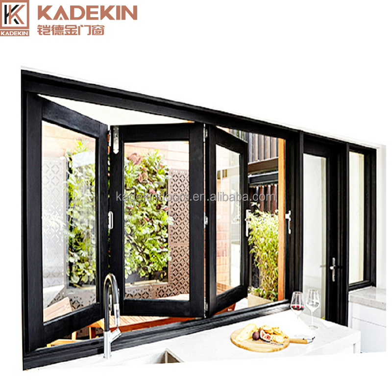 Tempered Glass Window Aluminium Australia Bifolding Windows Horizontal Folding Customized Stainless Steel Modern Aluminum Alloy