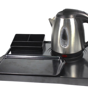 Household/Hotel Guest Room Electric Kettle with Black Melamine Tray Set