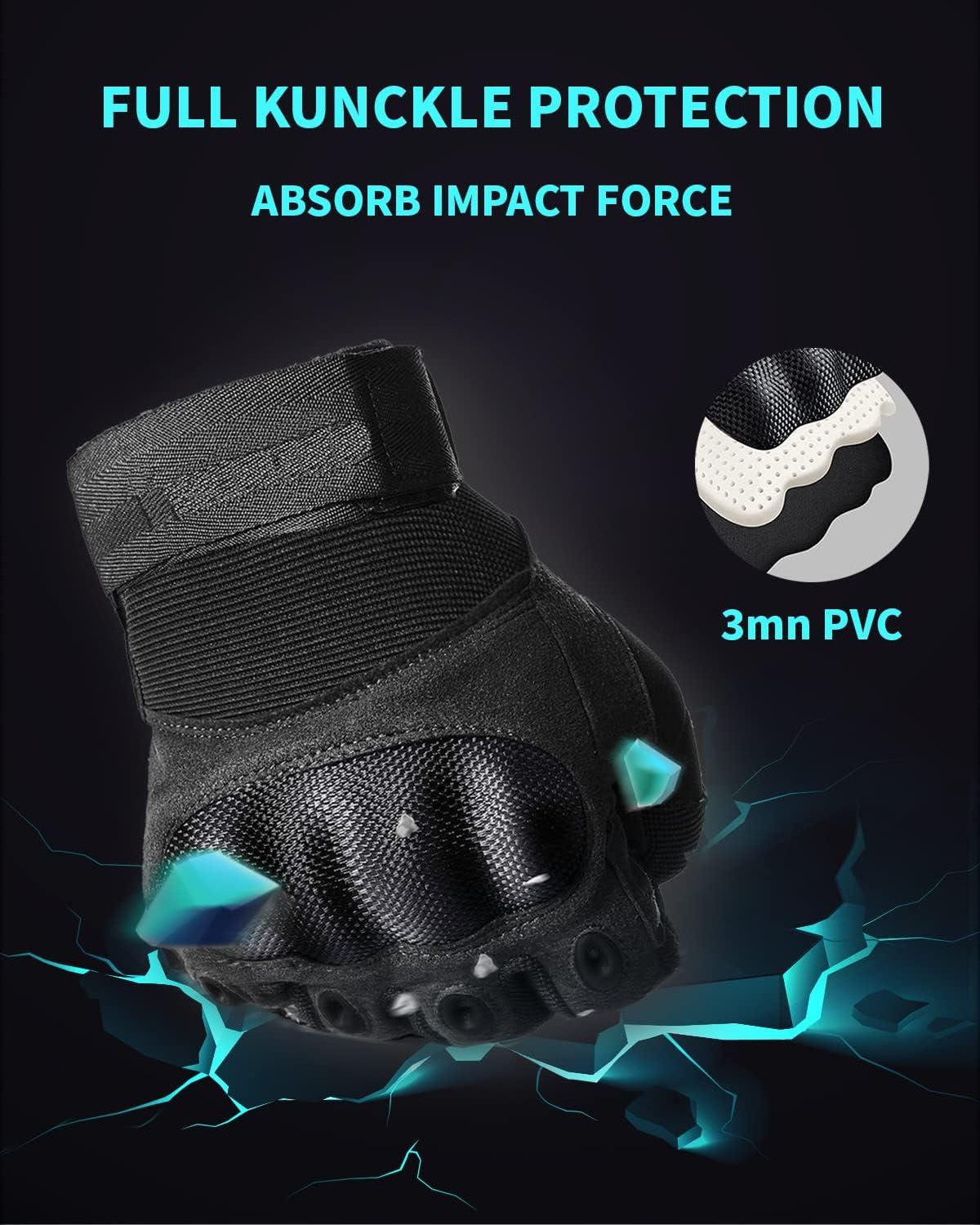 Tactical Gloves for Men Hard Shell Knuckle Protection Leather Palm Motorcycle Gloves for Riding Shooting Motorcycle Gloves