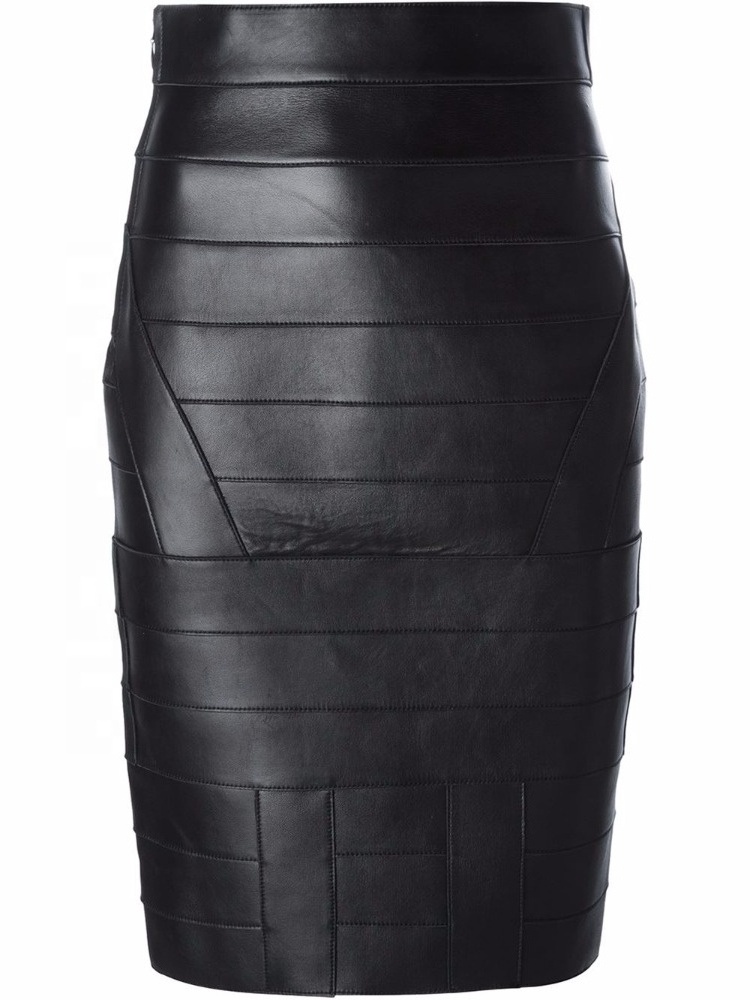 leather pencil skirt Women Trendy PU Leather Midi Skirt Solid Color High Waist Lace-up Side Button Slim Skinny Pencil Skirt for