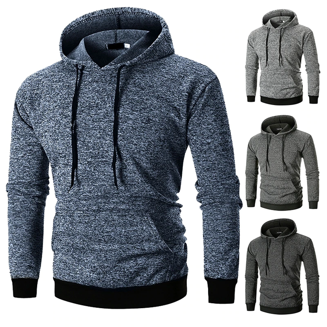 Custom Logo High Quality Casual Long Sleeves Hooded Pullover Cotton Fleece Hoodie Kangaroo Pouch Pocket for Men