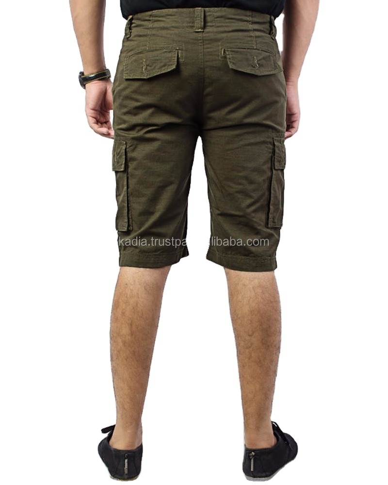 Dark Green Cotton Cargo Shorts 2020 Men Cargo Shorts Summer  green Cotton Short home Loose Multi Pocket Shorts