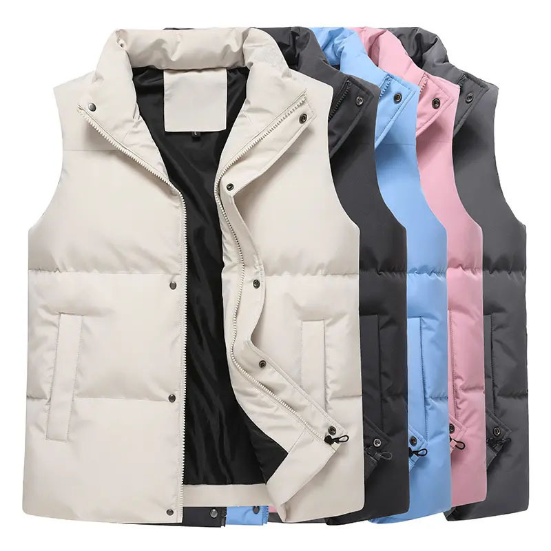 Sport Vest Wholesale Unisex Breathable Stand Collar Down Puffer Warm Vest for Men Gym  Wear Men Waistcoat