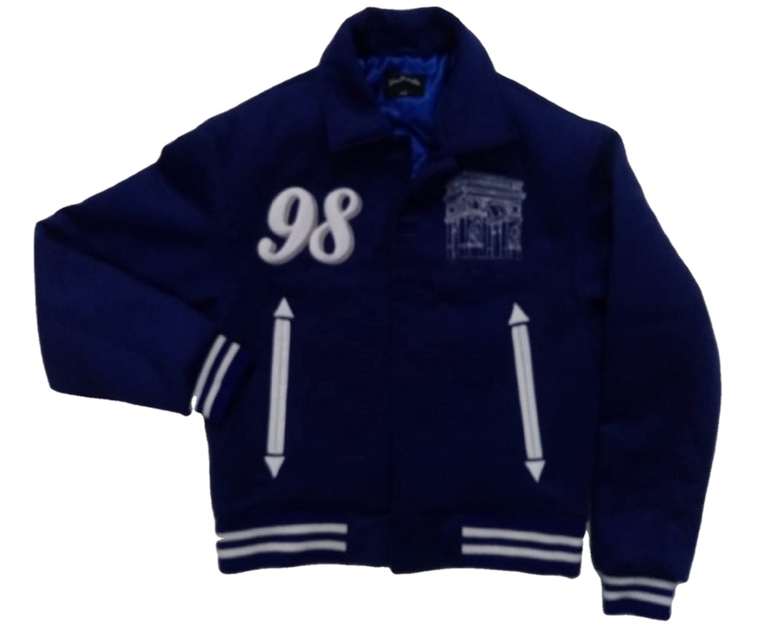 Blue Full Sleeve Wool  Custom Pattern Men Varsity Jacket bomber men jacket wool lettermen jacket