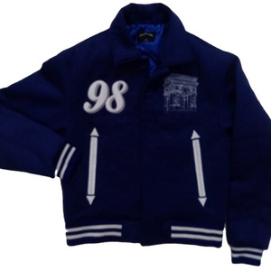 Blue Full Sleeve Wool  Custom Pattern Men Varsity Jacket bomber men jacket wool lettermen jacket