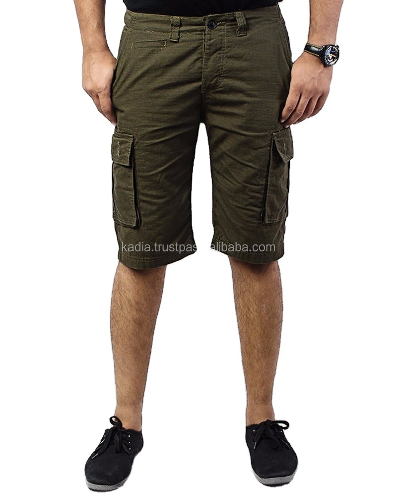 Dark Green Cotton Cargo Shorts 2020 Men Cargo Shorts Summer  green Cotton Short home Loose Multi Pocket Shorts