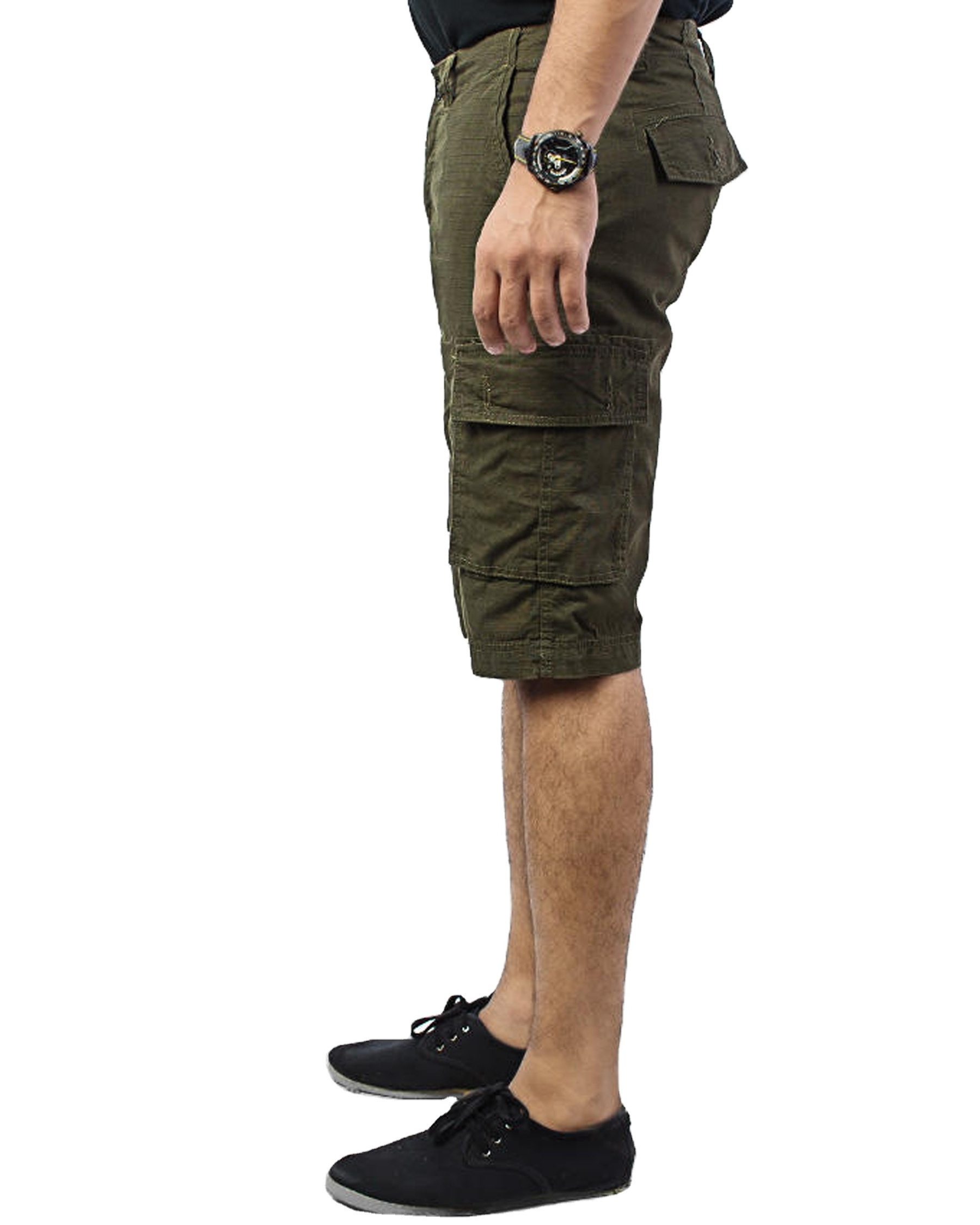 Dark Green Cotton Cargo Shorts 2020 Men Cargo Shorts Summer  green Cotton Short home Loose Multi Pocket Shorts