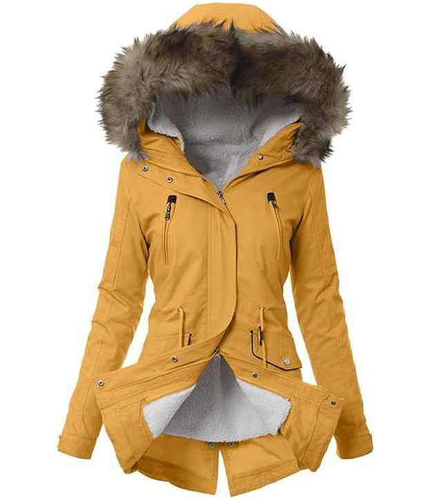 Winter Coats for Women Thick Puffer Jacket with Fur Hood Fleece Lined Winter Jacket Plus Size Hooded Overcoat Snow Coat