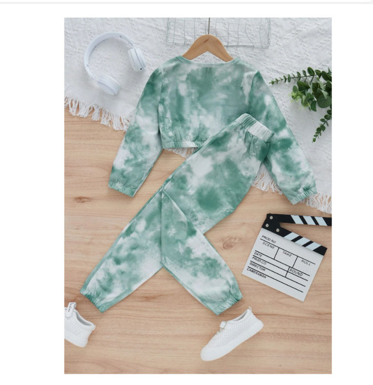 Kids Girls Tie Dye Sweatshirt & Sweatpants & kids Sweatsuit