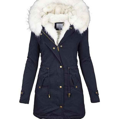 Winter Coats for Women Thick Puffer Jacket with Fur Hood Fleece Lined Winter Jacket Plus Size Hooded Overcoat Snow Coat