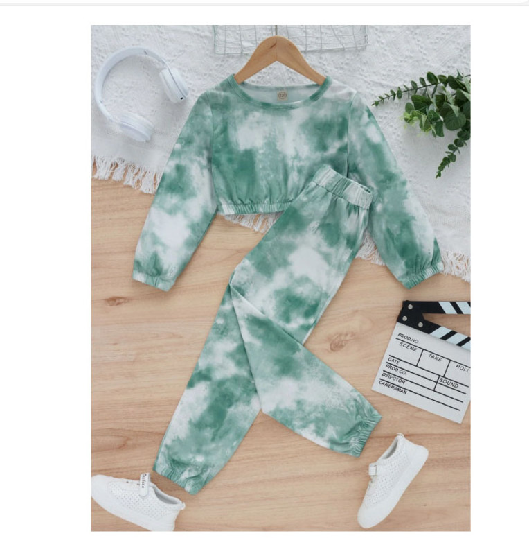 Kids Girls Tie Dye Sweatshirt & Sweatpants & kids Sweatsuit