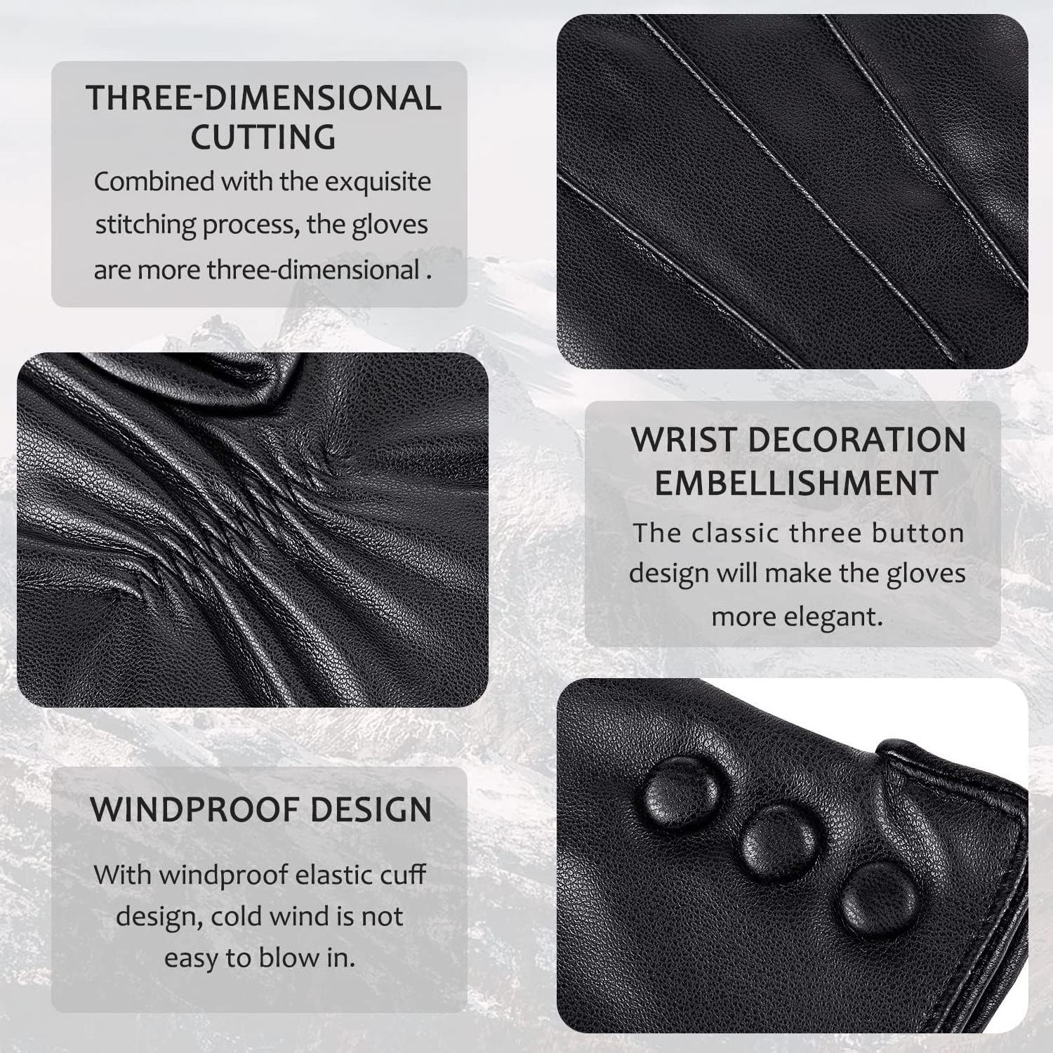 Leather gloves from Pakistan Touch Screen Texting Finger Wool Lined Outdoor Fashion Dress Gloves