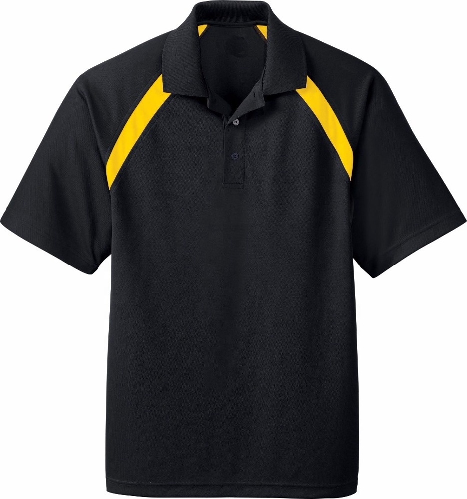 Black Polo Shirt with Yellow Panel