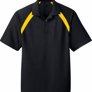 Black Polo Shirt with Yellow Panel