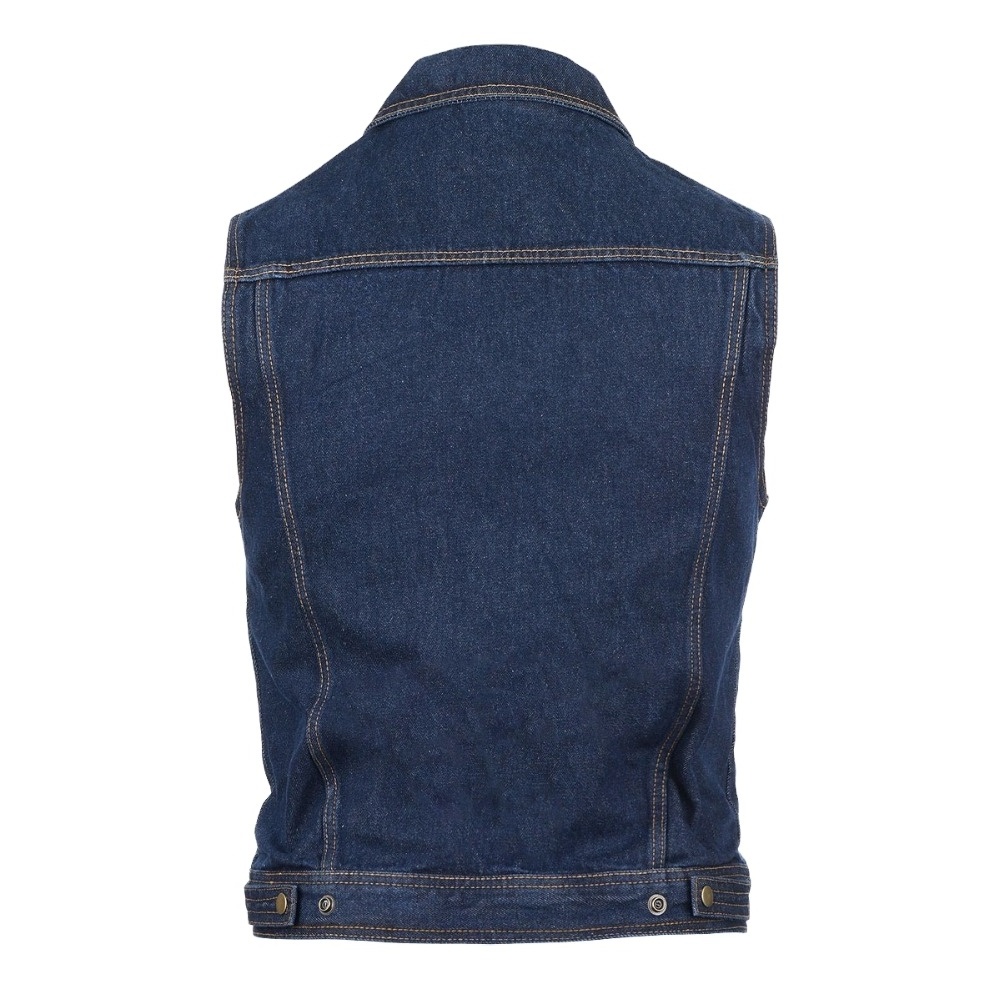 Men's Blue Denim Jean Vest Vest & Waistcoat Polyester / Cotton OUTER Wear Sustainable Print Pattern Regular Square Collar Adults