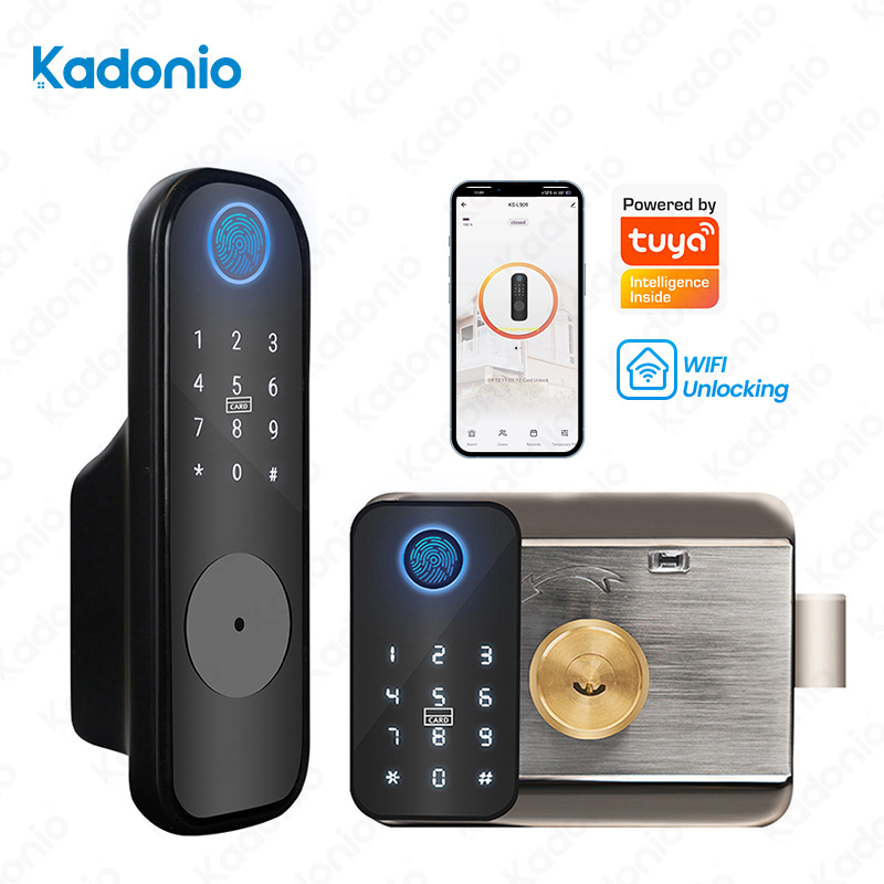 Kadonio Novel Design Wholesale Price Door Cylinder Magnetic Lock Latch Double Finger Print Panel Iron Gate Lock