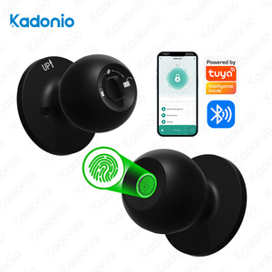 Kadonio 2024 New Upgrade Security Bolt Brass Latch Smart Door Knobs Handle Lock Fingerprint For Interior Wooden Doors