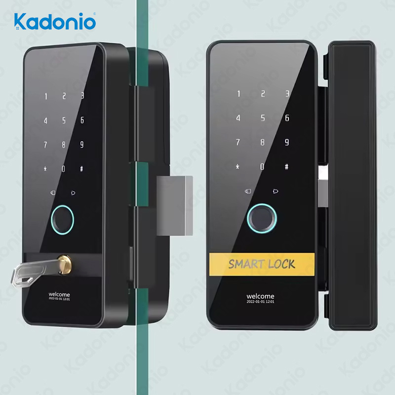 Kadonio Mortise Door Lock Glass With Cylinders And Hook, Smart Glass Lock, Double Hook Sliding Door Lock