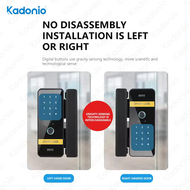 Kadonio Mortise Door Lock Glass With Cylinders And Hook, Smart Glass Lock, Double Hook Sliding Door Lock