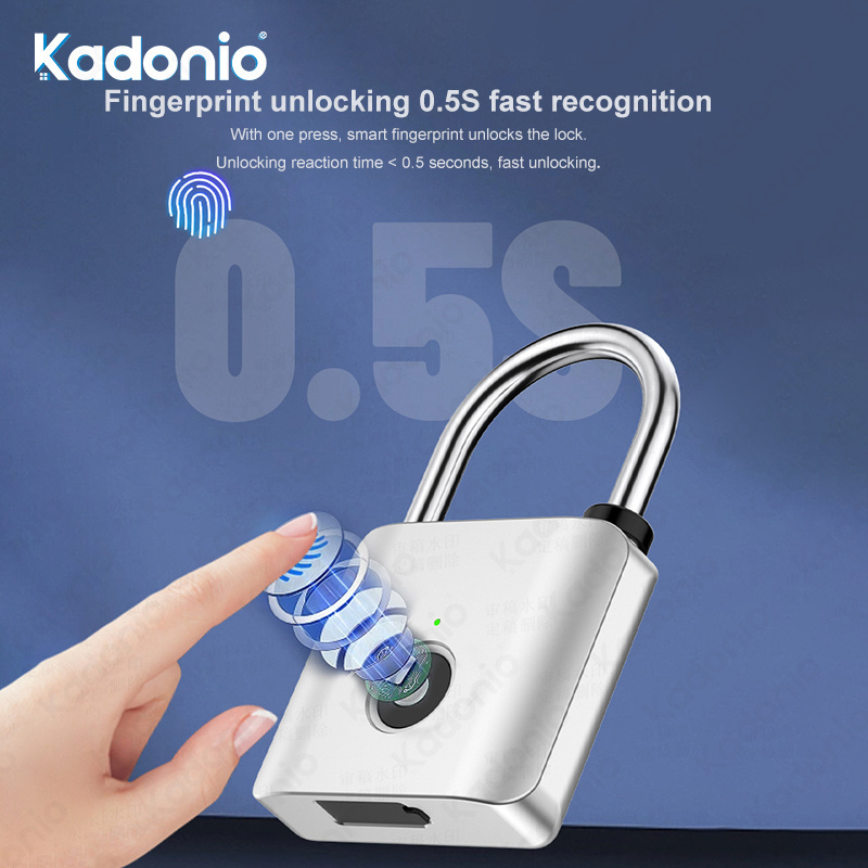 Kadonio China Wholesale Fast Recognition Smart Biometric Fingerprint Lock Padlock Waterproof For Safety Suitcase