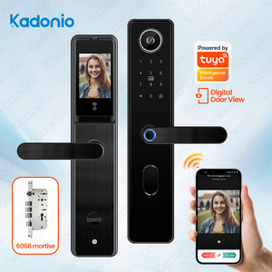 Kadonio Smart Home Fingerprint Handle Card Front Door Smart Locks Mortise Knob With WiFi Camera Outdoor