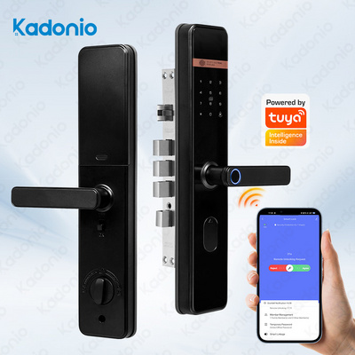 Kadonio Security Smart Door Lock Fingerprint Mortise 6068 With Safety Knob Home Office Smart Wooden Door Lock