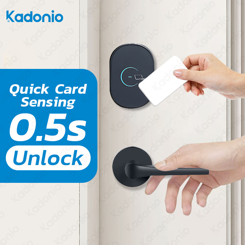 Kadonio Modern Smart Mechanical Key Locks Hotel Management Card Switch Door Handle Locks with Energy Saving Switch