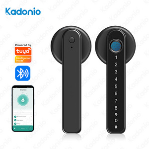 Kadonio Tuya Smart Handle Fingerprint Password Key Unlock Digital Door Lock App Remote For Bedroom Home