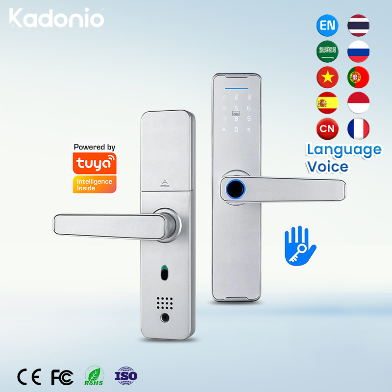 Kadonio Multi Point Digital Tuya App Door Lock With Key Fingerprint Reader Password Smart Locks Room Door