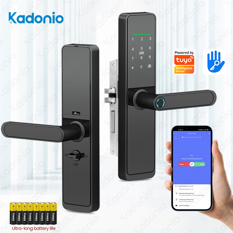 Kadonio Tuya App Electric Wifi Smart Door Lock Biometric Fingerprint Lock Digital Keypad Door Keyless Lock