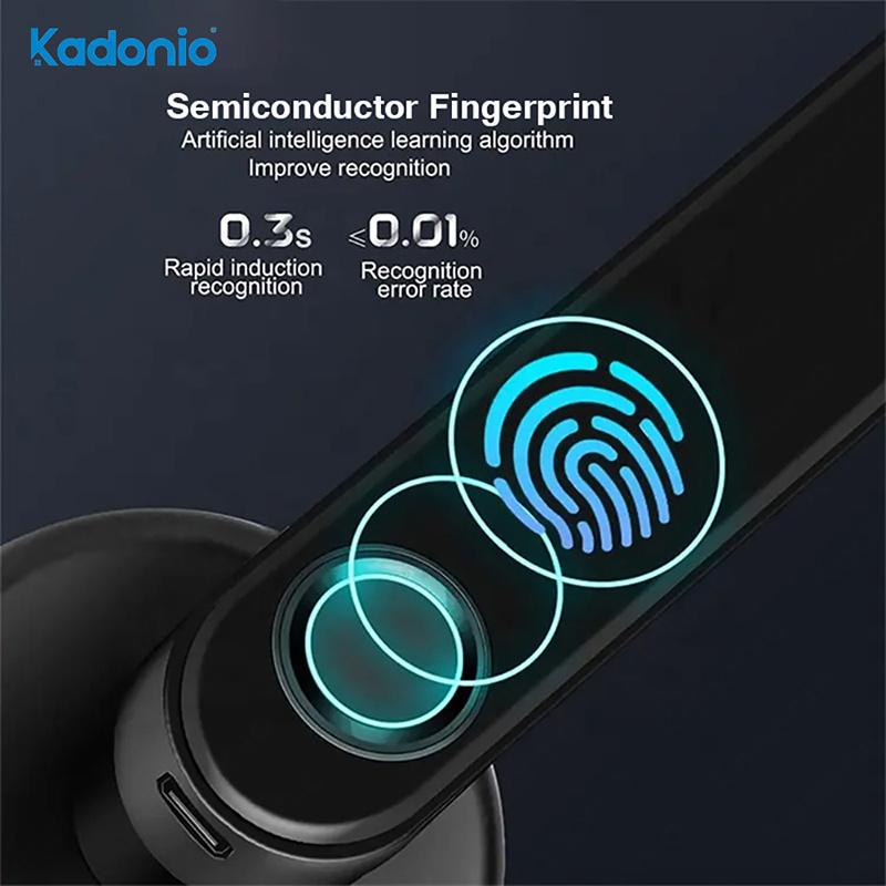 Kadonio Tuya Smart Handle Fingerprint Password Key Unlock Digital Door Lock App Remote For Bedroom Home