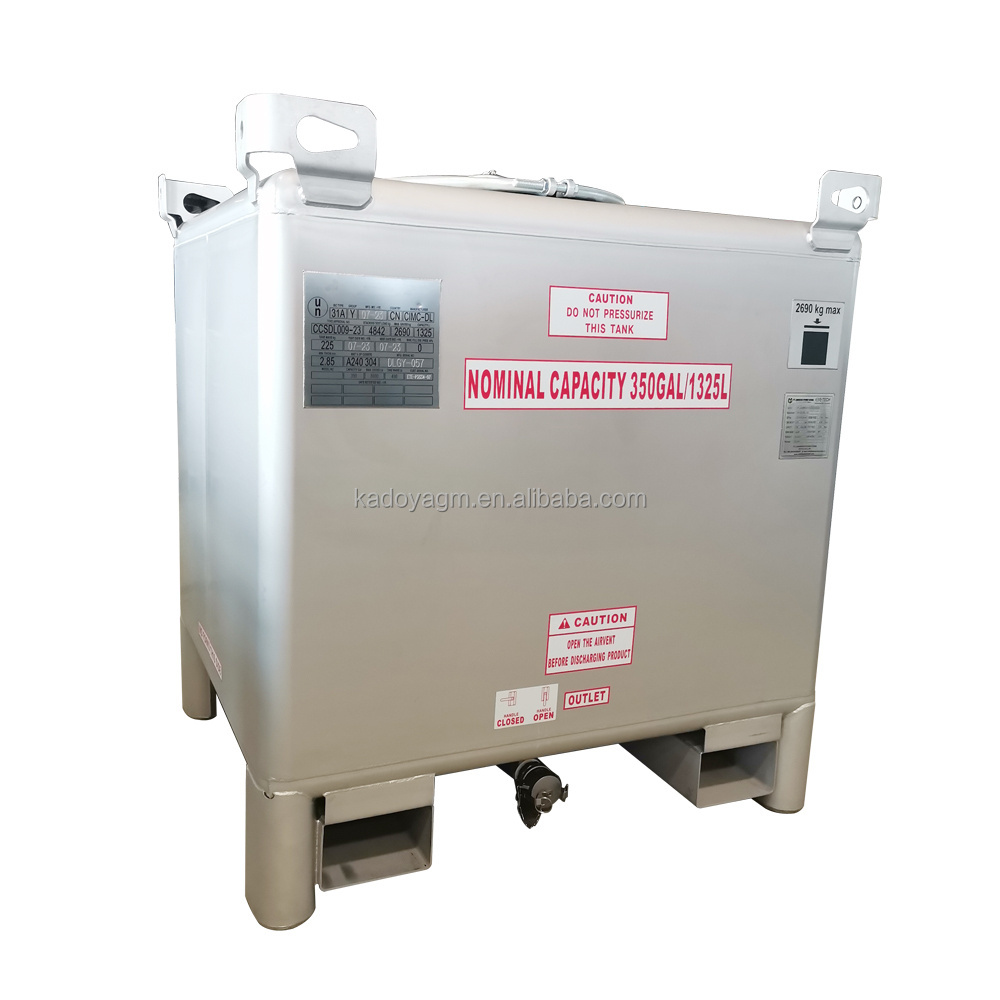 SS304/SS316L 350 Gallon 1300L Chemical Storage Tank Stainless Steel IBC Tank With UN Certificate