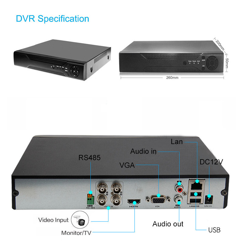 4ch  AHD Dvr For HD Camera Video Camera CCTV Camera Security System