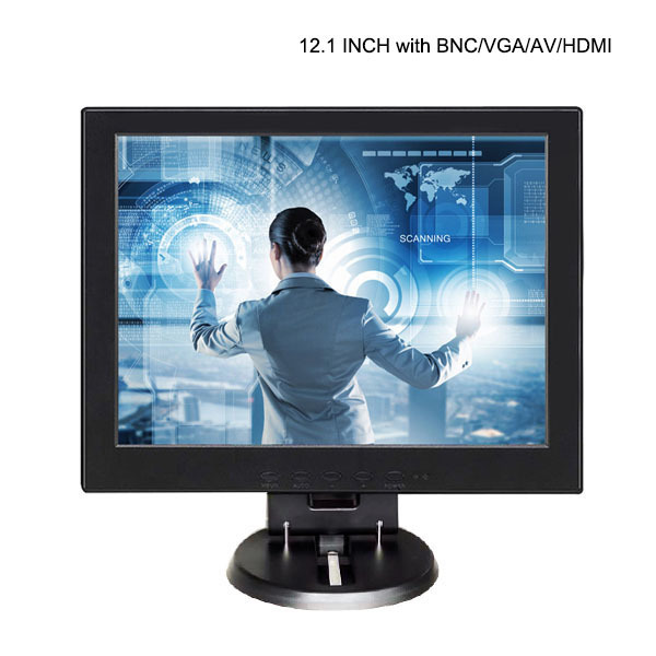 TFT-LCD DC 12V Monitor PC Monitor Square 12.1'' Inch Desktop BNC/VGA/AV/HD Input NTSC/PAL System 36*15*31cm ABS Plastic Standard