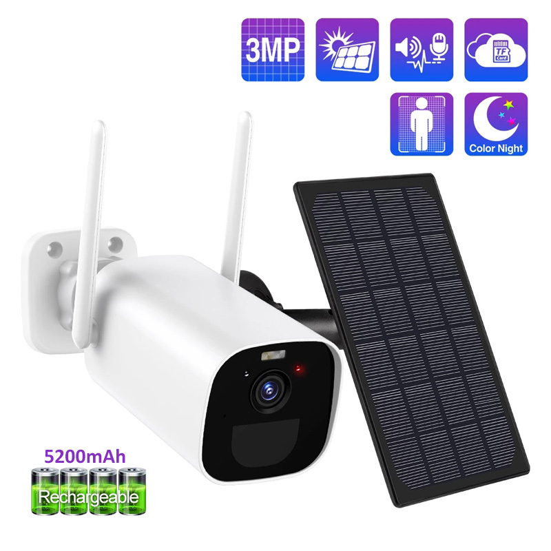 3MP Solar Panel Wireless Battery Camera WIFI Outdoor PIR 4CH NVR CCTV Surveillance Security System