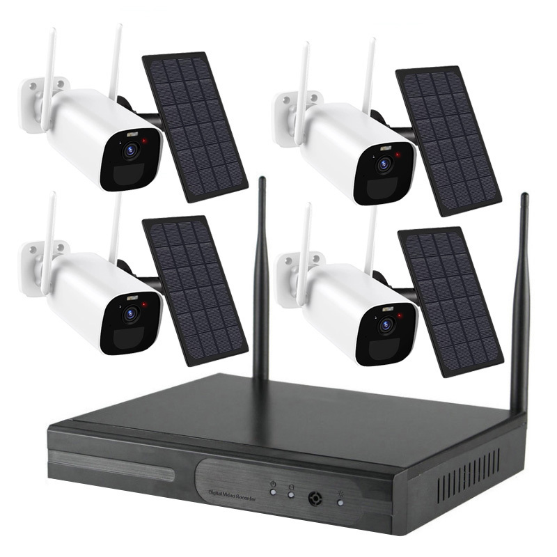 3MP Solar Panel Wireless Battery Camera WIFI Outdoor PIR 4CH NVR CCTV Surveillance Security System