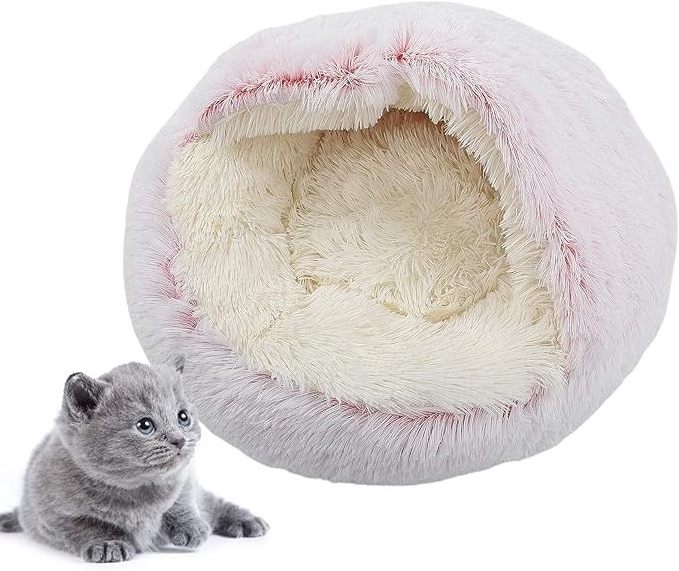 Winter Warm Shell Long plush Cat Nest Dog Nest Semi enclosed Round Cat Sleeping Bag Dog Bed Pet Nest