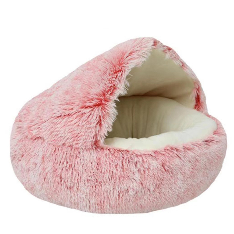 Winter Warm Shell Long plush Cat Nest Dog Nest Semi enclosed Round Cat Sleeping Bag Dog Bed Pet Nest