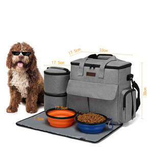 Dog Travel Bag Airline Approved Organizer for Pet Supplies with Multi-Function Pockets Weekend Pet Travel Set for Dog and Cat