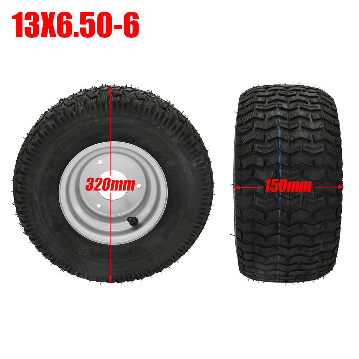 13X6.50-6 tubeless wide tire and 6 inch alloy hub for four-wheel ATV Go-kart sightseeing car accessories 13 inch vacuum wheels