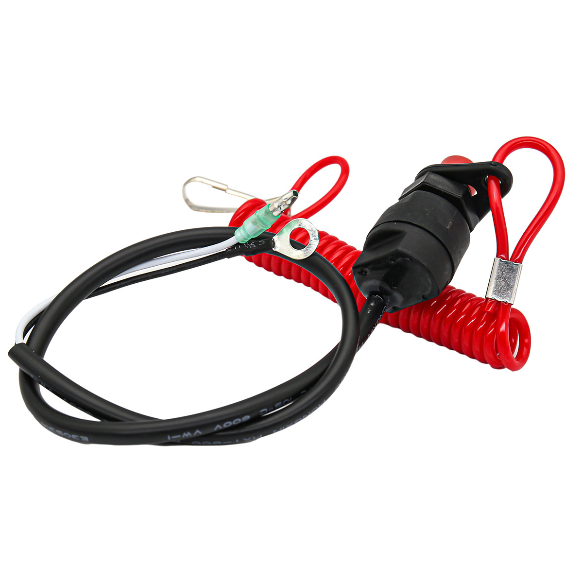 New 2.8x5.5cm Plastic Outboard Ignition Cut Off Boat Motor Emergency Kill Stop Switch Black With Safety Tether Lanyard